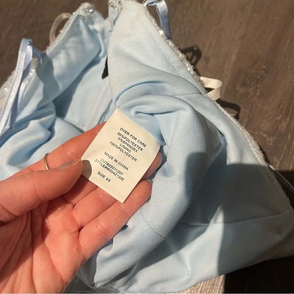 Windsor Lizza Formal Sequin Slit Long Dress in Light Blue Prom Bridesmaid - Picture 10 of 13